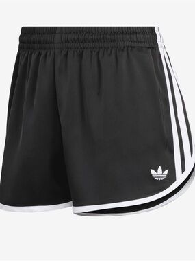 NEW Adidas 3S Sprinter Shorts Women’s XS in Satin Black with White Trim